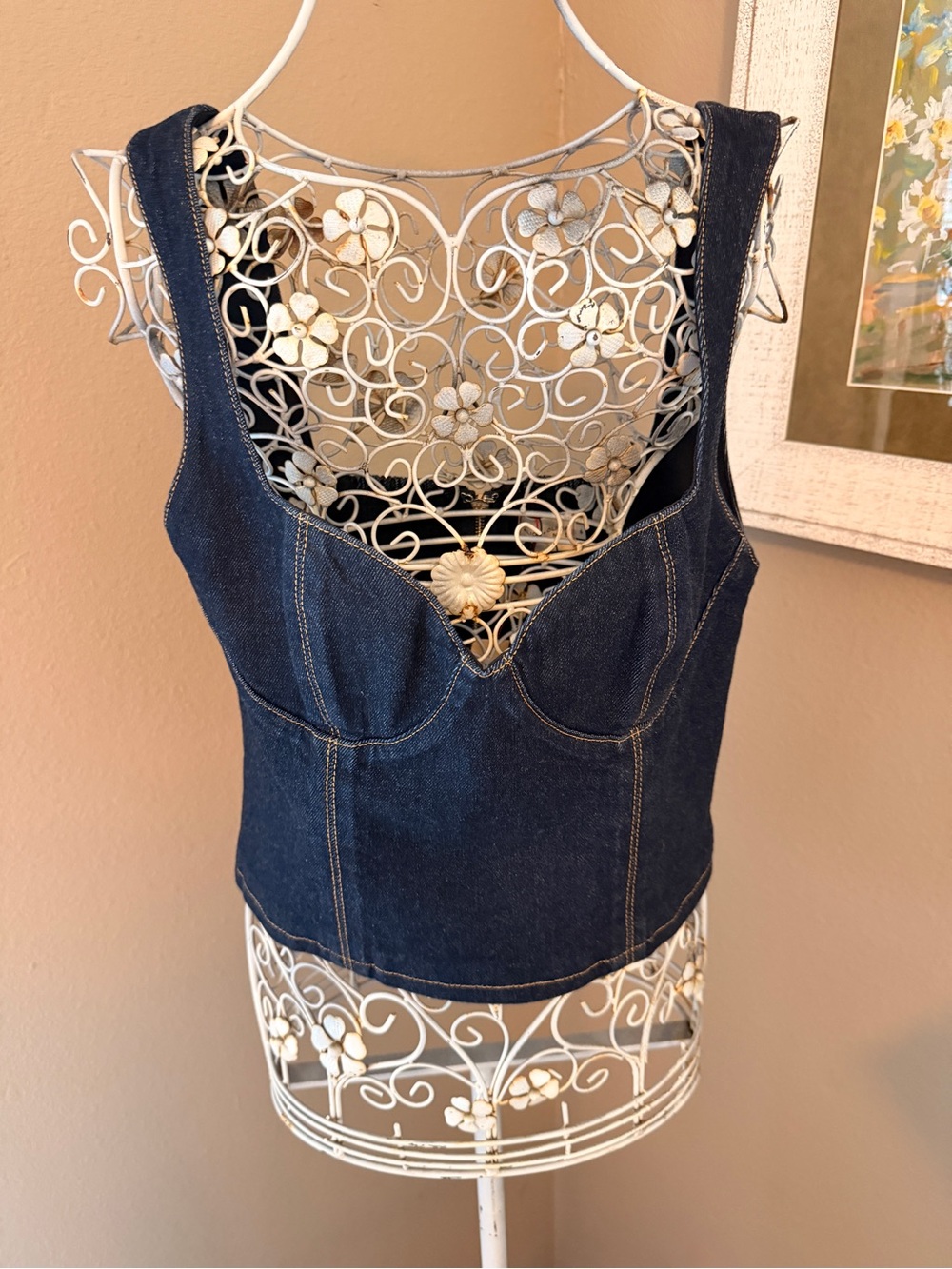 Alice + Olivia Dark Blue Corset and Jeans set Size 6 Top and 26 Jeans - Picture 3 of 8